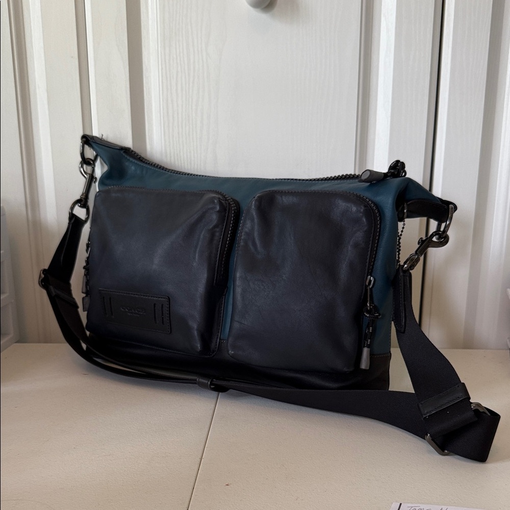 NEW - Coach Navy and Medium Blue Leather Crossbody Handbag Purse